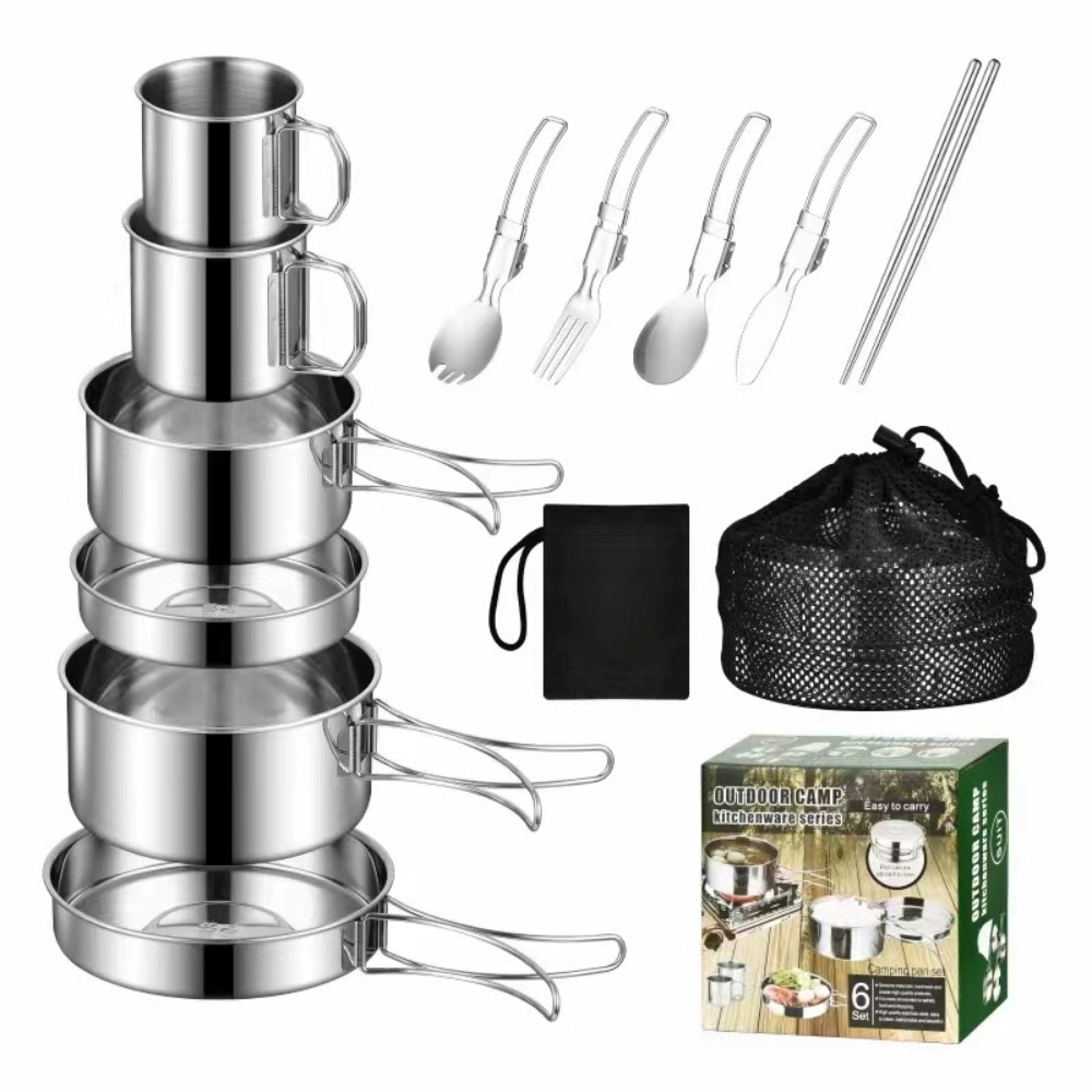 Camping Cooking Pots And Pans - 12 Buah Set Masak Kamp Petualangan