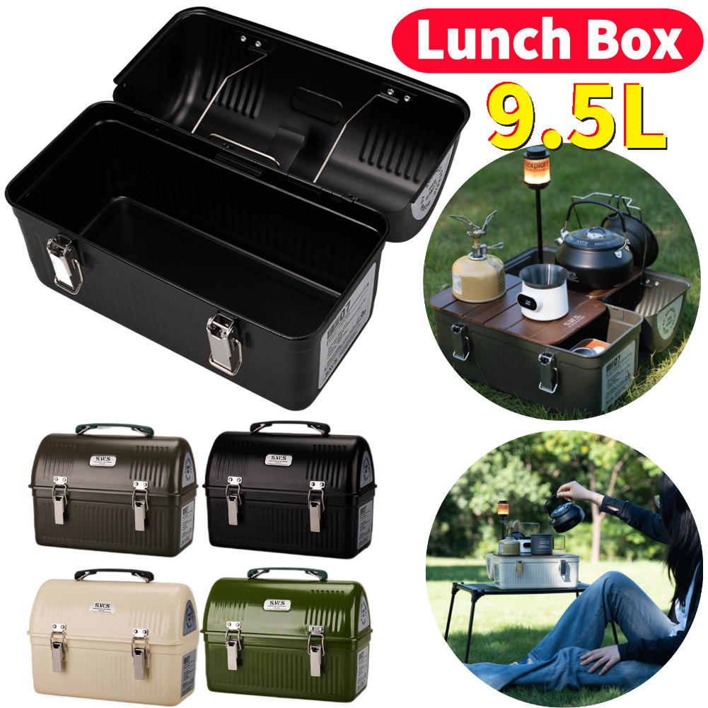 Camping Cooking Box - Kotak Makan Logam Vintage 9.5L untuk