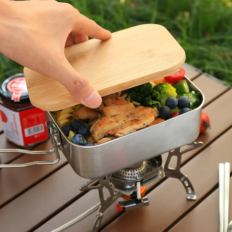 Camping Cooking Box - Kotak makan siang portabel Stainless Steel