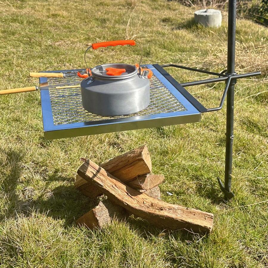 Camping Cooking Without Fire - 360 ° Pemanggang Api Unggun Putar