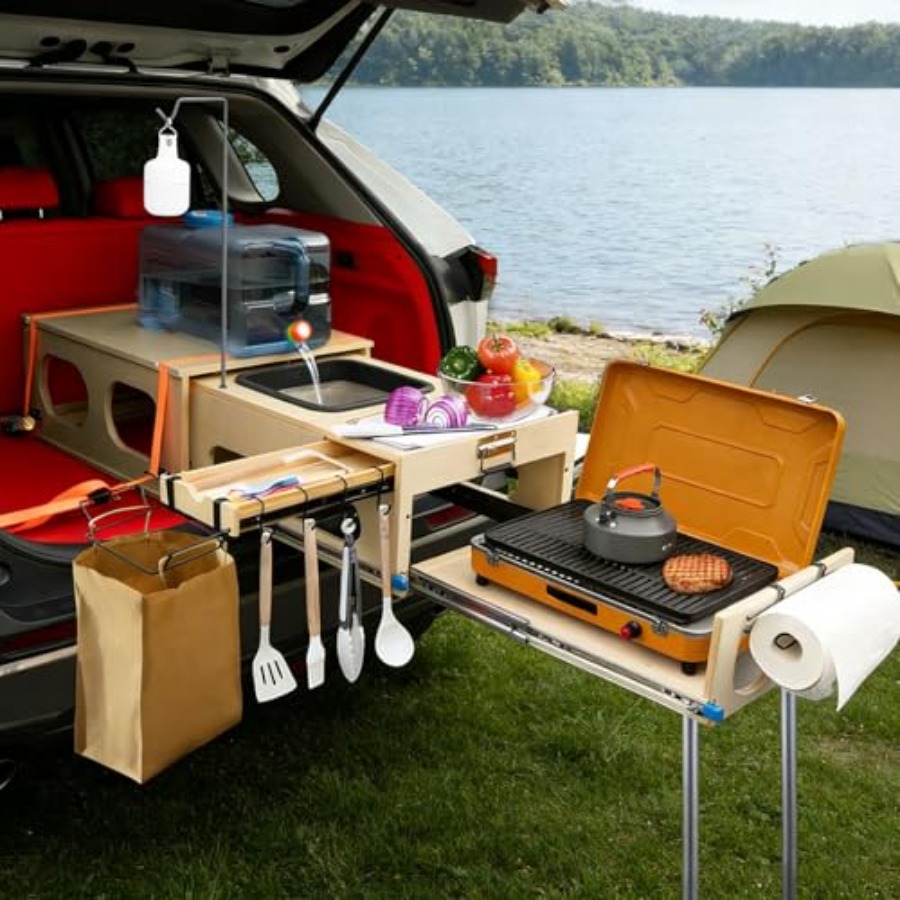 Camping Cooking Box - Sistem Dapur Geser Overland, Kotak Dapur