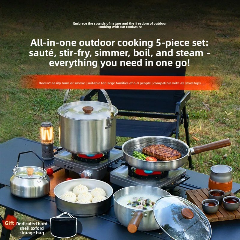Camping Cooking Pots And Pans - Set Peralatan Masak Portabel untuk Berkemah,