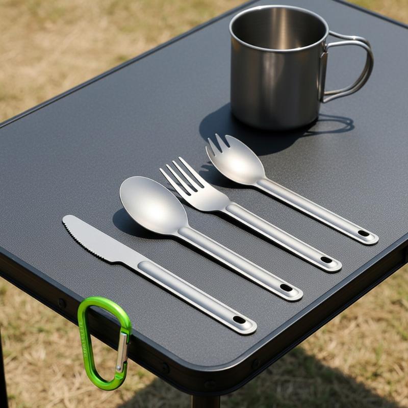 Camping Cooking Trangia - Set Sendok Titanium Portabel Gagang Panjang