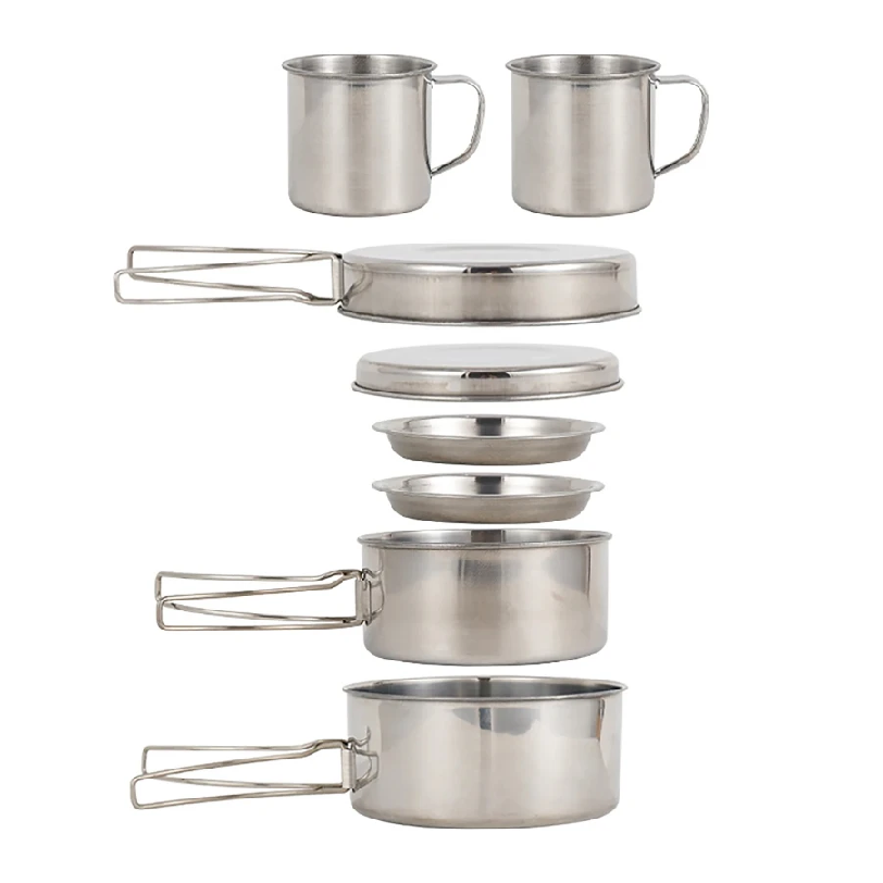 8 Buah/Set Peralatan Masak Ber - Camping Cooking Pots And Pans ulasan dan harga