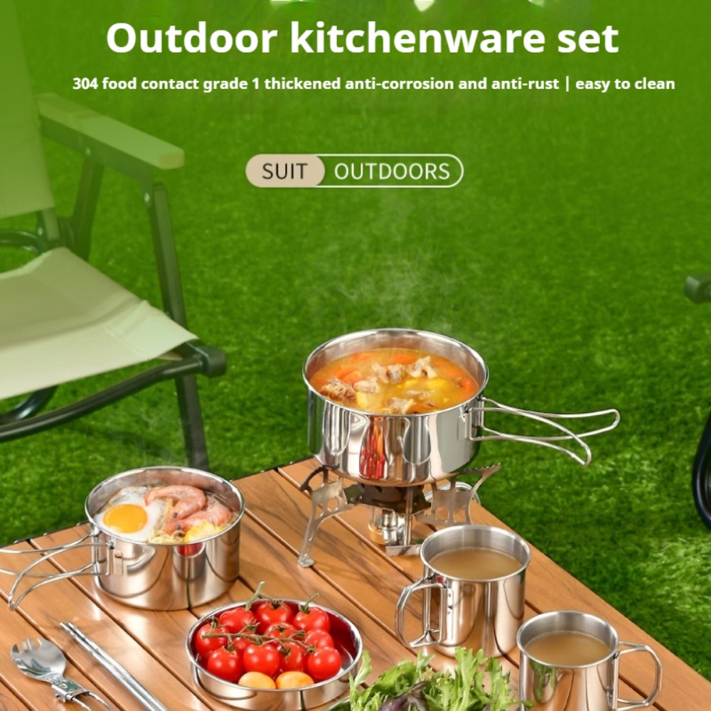 12 Buah Set Masak Kamp Petuala - Camping Cooking Pots And Pans ulasan dan harga