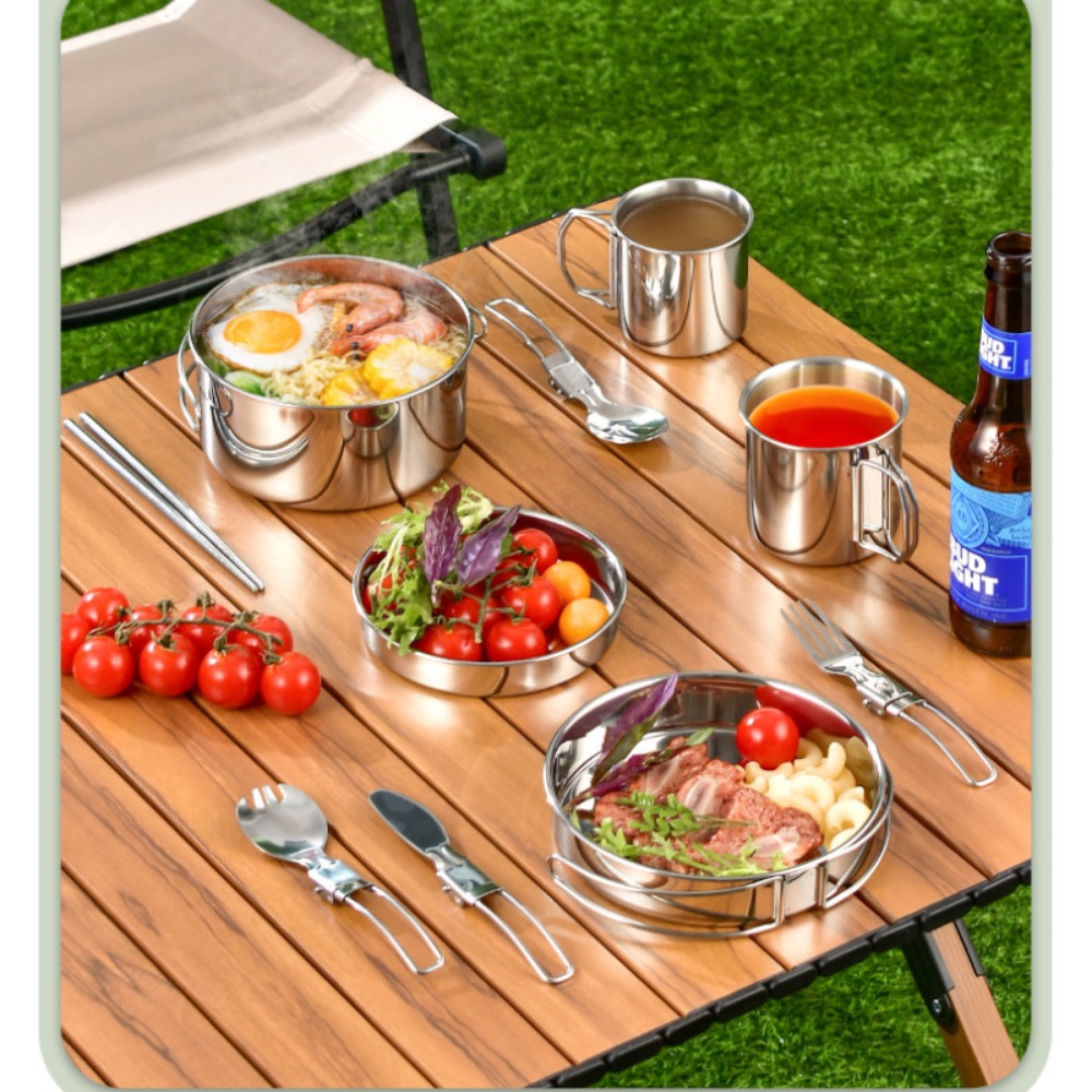 12 Buah Set Masak Kamp Petuala - Camping Cooking Pots And Pans ulasan dan harga