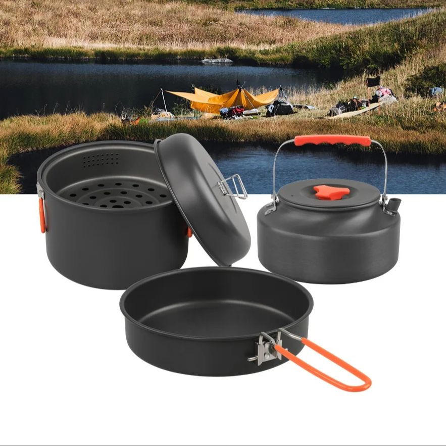 Panci masak luar ruangan, pera - Camping Cooking Pots And Pans ulasan dan harga