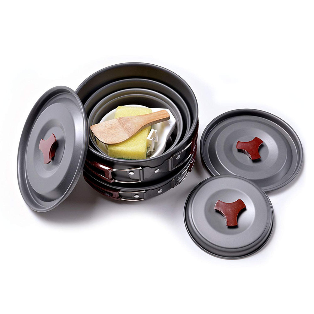 Kit peralatan masak Camping lu - Camping Cooking Pots And Pans ulasan dan harga